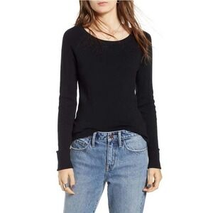 Treasure & Bond Size XS Womens Variegated Rib Sweater In Black